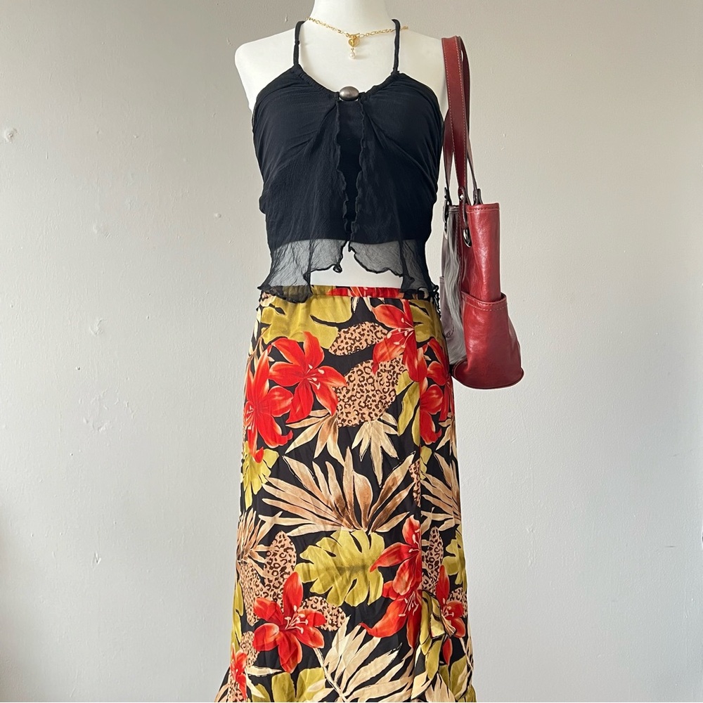 vibrant multi coloured floral cheetah print midi/ maxi skirt 🌟